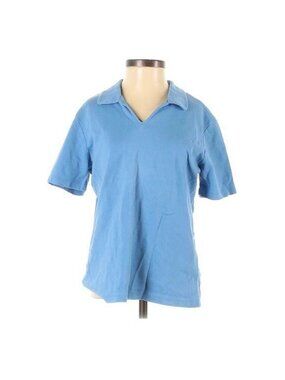 Talbots Womens Blue Cotton Polo Shirt Short Sleeve S